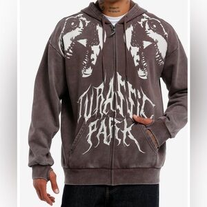 Hot Topic Jurassic Park Brown Graphic Hoodie